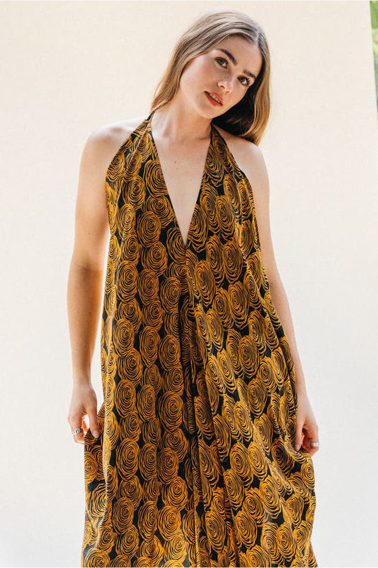 Classic Silk Dress Bass, Main, color, Yellow
