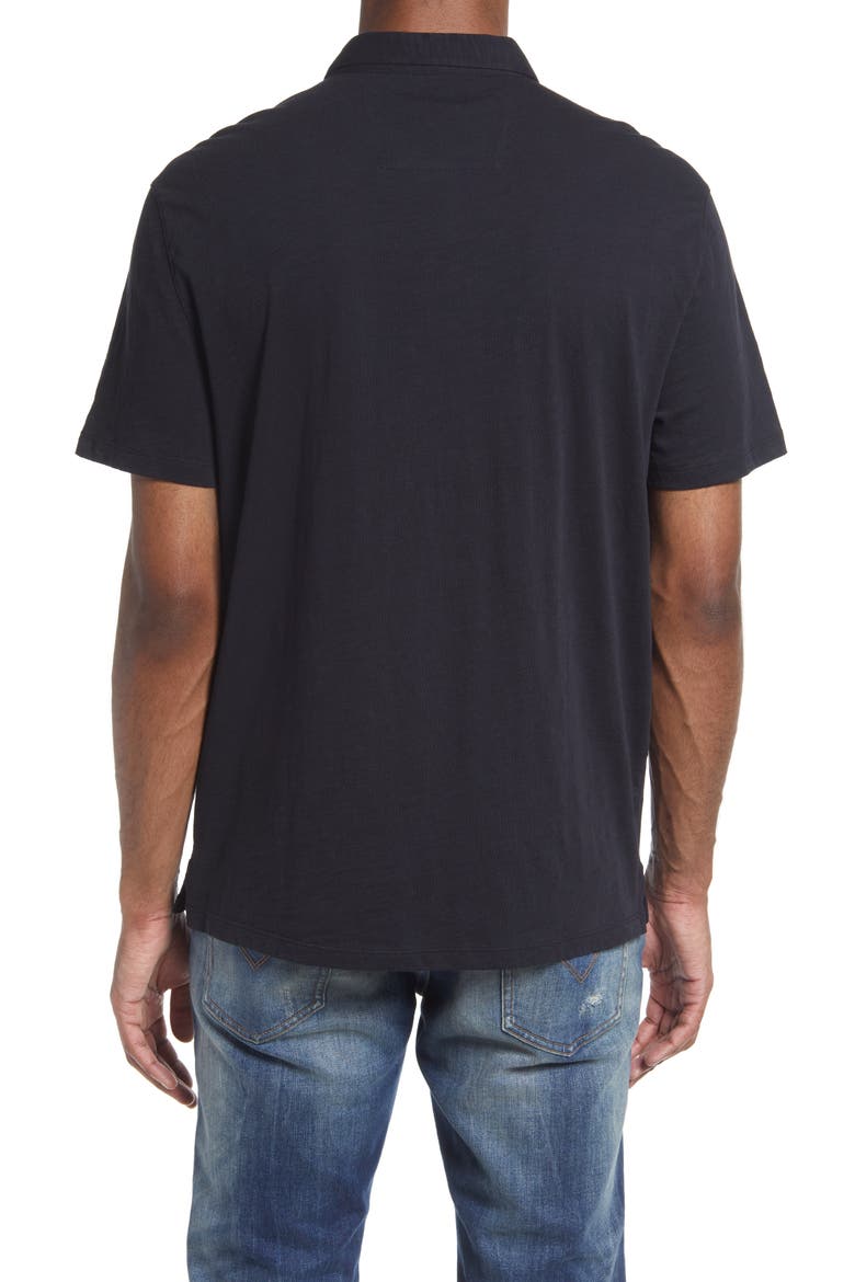 Men's Victor Solid Slub Cotton Polo, Alternate, color, BLACK
