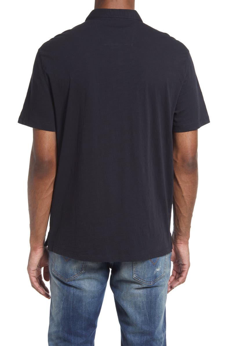 John Varvatos Men's Victor Solid Slub Cotton Polo, Alternate, color, Black