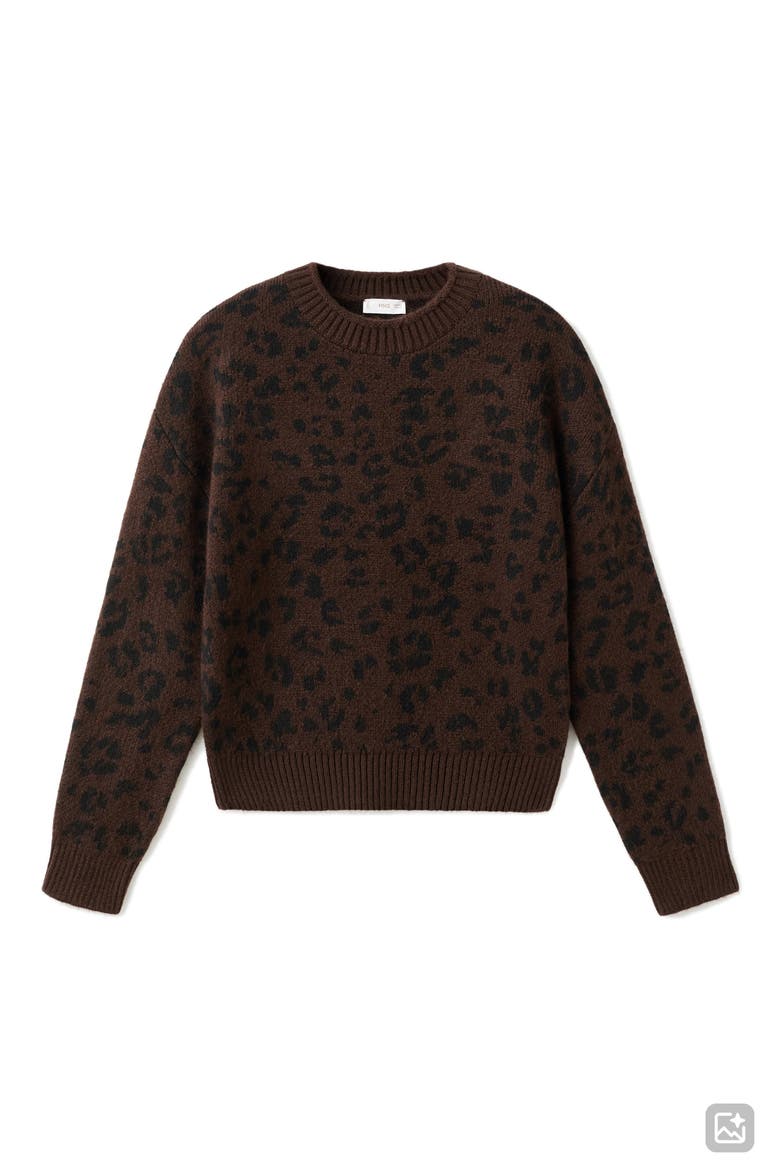 Leopard Design Sweater, Main, color, BROWN