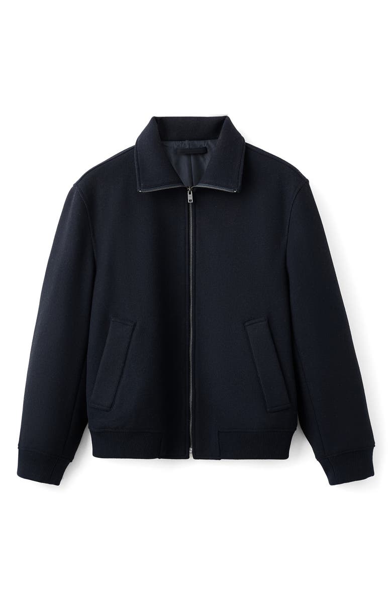 MANGO Textured Zip Front Jacket, Alternate, color, Navy