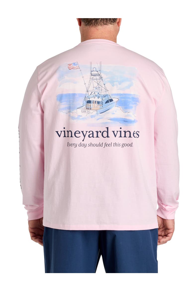 Big & Tall Painted Shining Sea Flag Long-Sleeve Pocket T-Shirt, Main, color, PINK DRINK