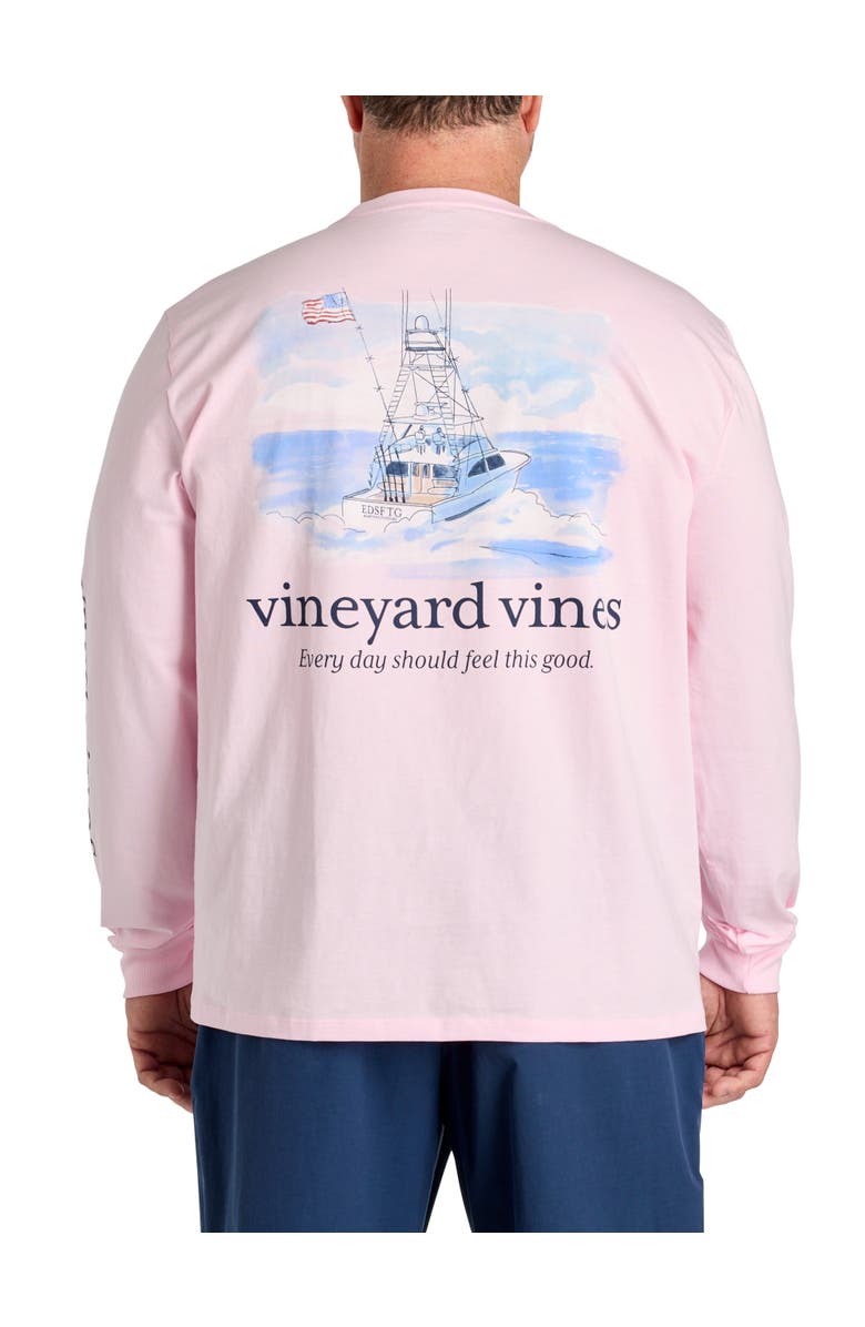 vineyard vines Big & Tall Painted Shining Sea Flag Long-Sleeve Pocket T-Shirt, Main, color, Pink Drink