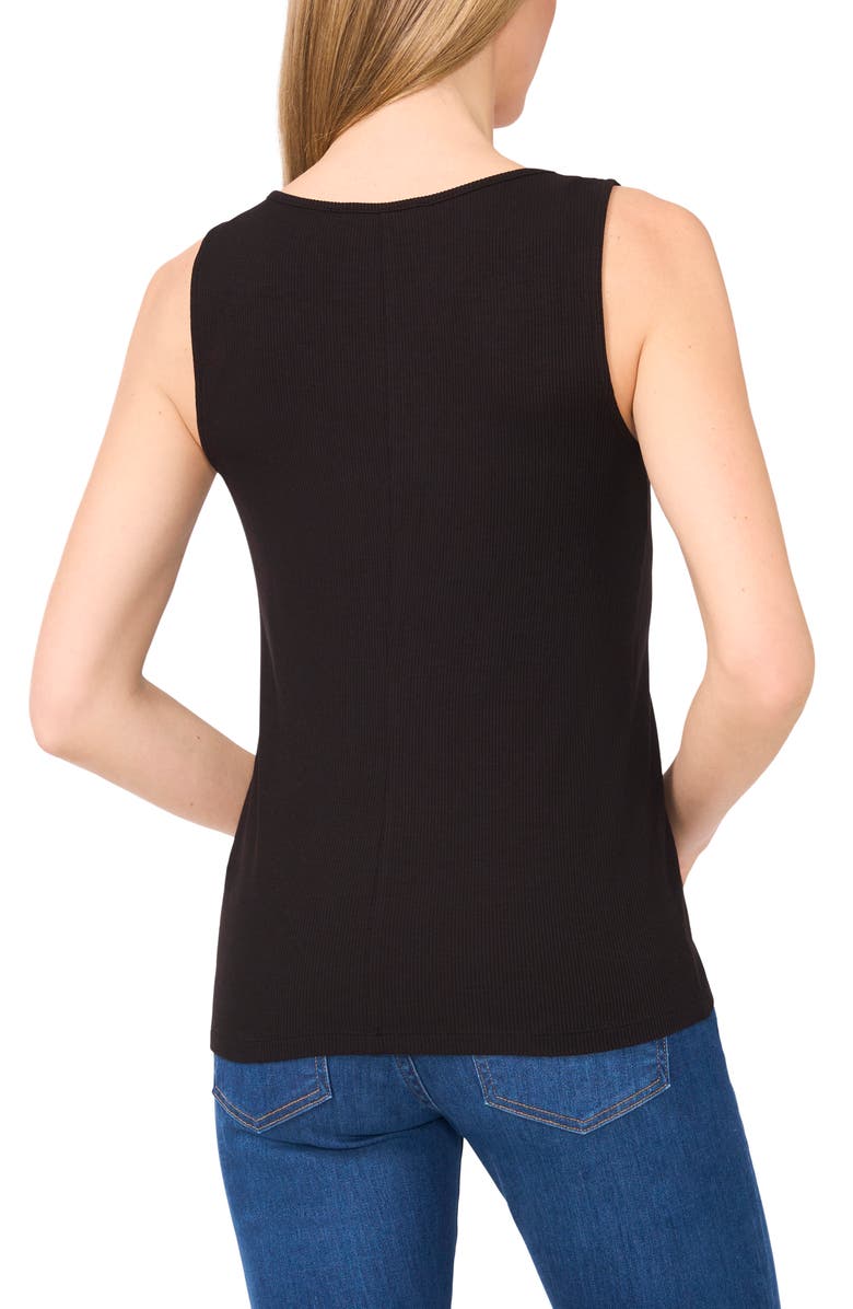 CeCe Lace Trim Rib Tank, Alternate, color, Rich Black