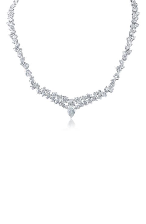 Round & Pear CZ Collar Necklace