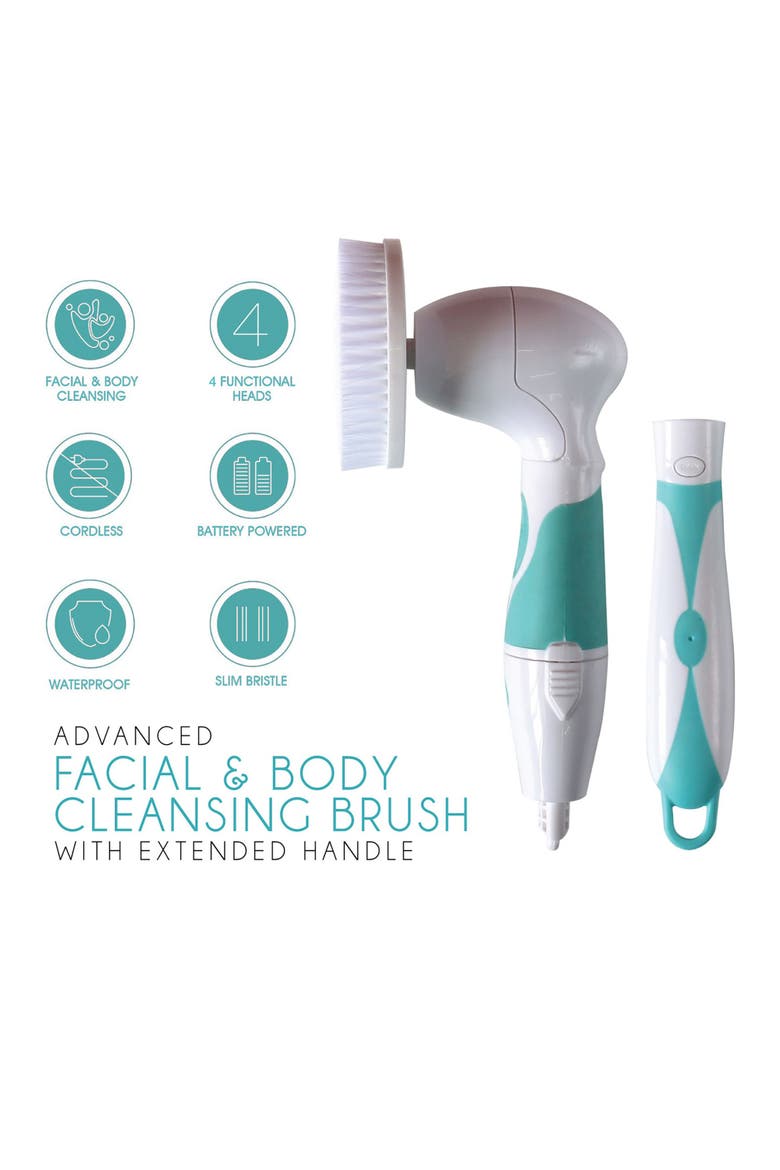 Face & Body Brush with Extended Handle, Alternate, color, Aqua