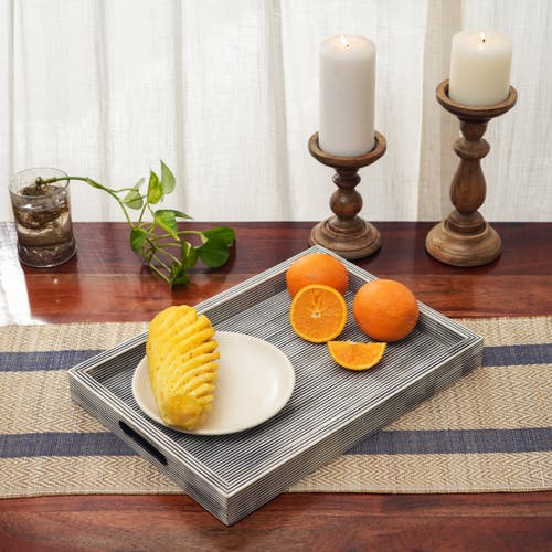 Mela Artisans Pinstripe Inlay Tray In Gray