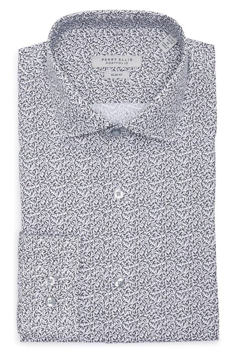 Camo Floral Print Slim Fit Dress Shirt, Alternate, color, DARK CHARCOAL