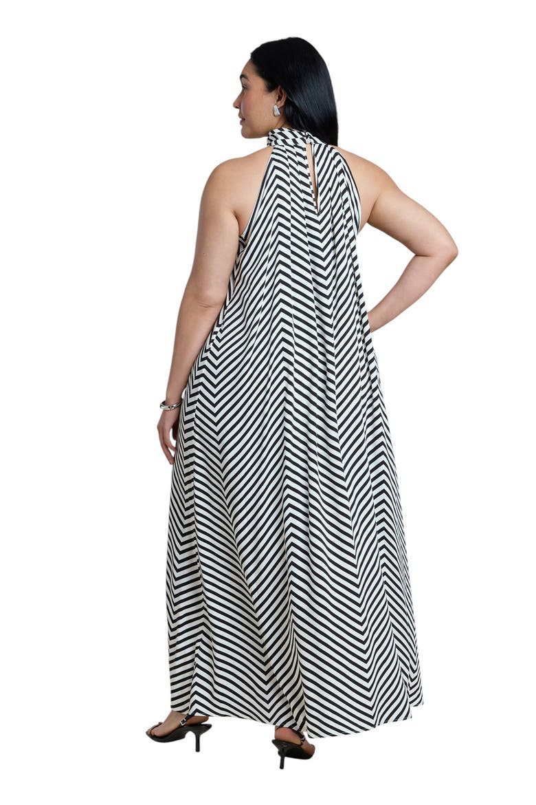 Trapeze Halter Maxi Dress, Alternate, color, CHEVRON ROW