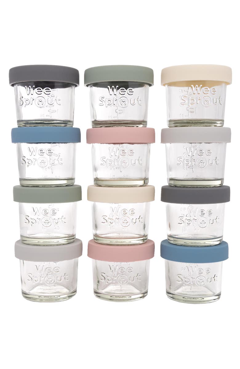 WeeSprout Glass Baby Food Storage Jars with Silicone Lids, Main, color, Matte Variety