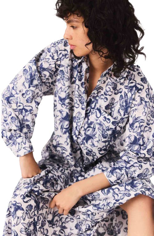 Maje Long Patterned Blouse In Blue
