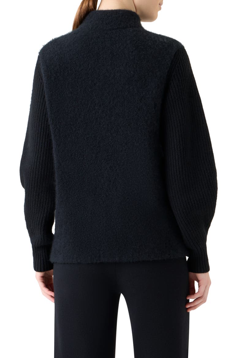 Cashmere Bouclé Sweater Jacket, Alternate, color, BLACK