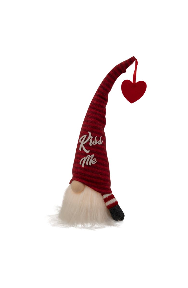 Northlight 14" Lighted Red Striped 'Kiss Me' Valentine's Day Gnome, Alternate, color, Red