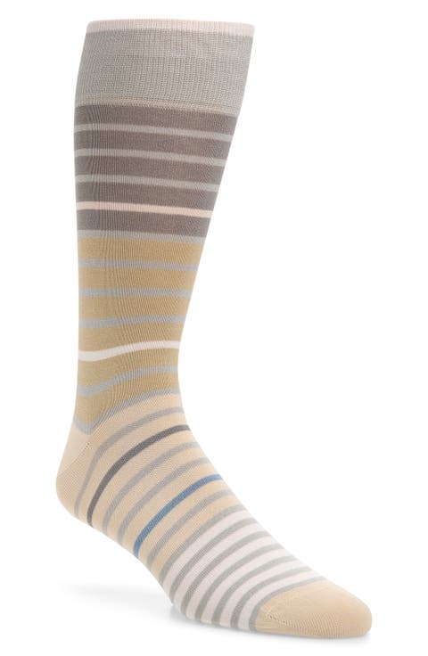 Stripe Mercerized Cotton Blend Dress Socks
