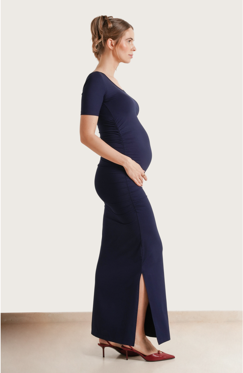 Nom Maternity Hugo Maternity Maxi Dress, Alternate, color, Dark Navy