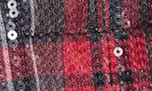 Foxcroft Marina Sequin Button-up Shirt In Red