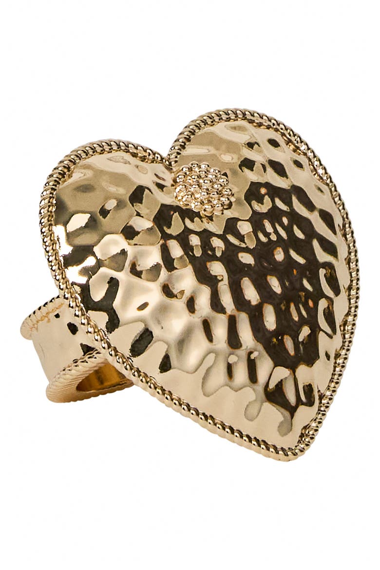 Berry & Thread Set of 4 Heart Napkin Rings, Alternate, color, GOLD
