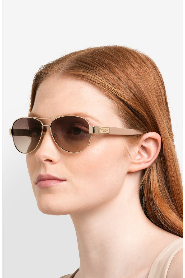 dalia 58mm gradient pilot sunglasses, Alternate, color, GOLD BEIGE