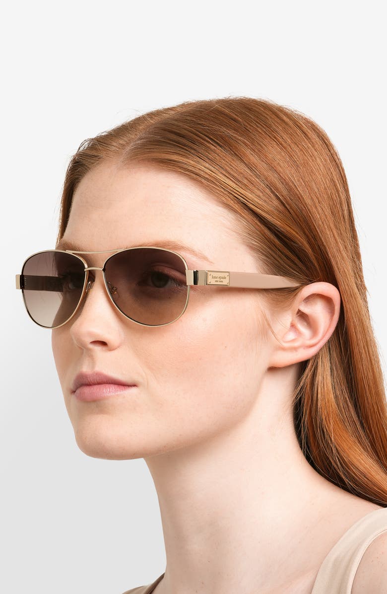Kate Spade New York dalia 58mm gradient pilot sunglasses, Alternate, color, Gold Beige