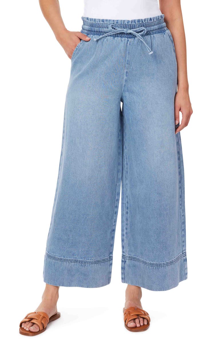Kensie Stitch Detail Cropped Wide Leg Jeans, Main, color,