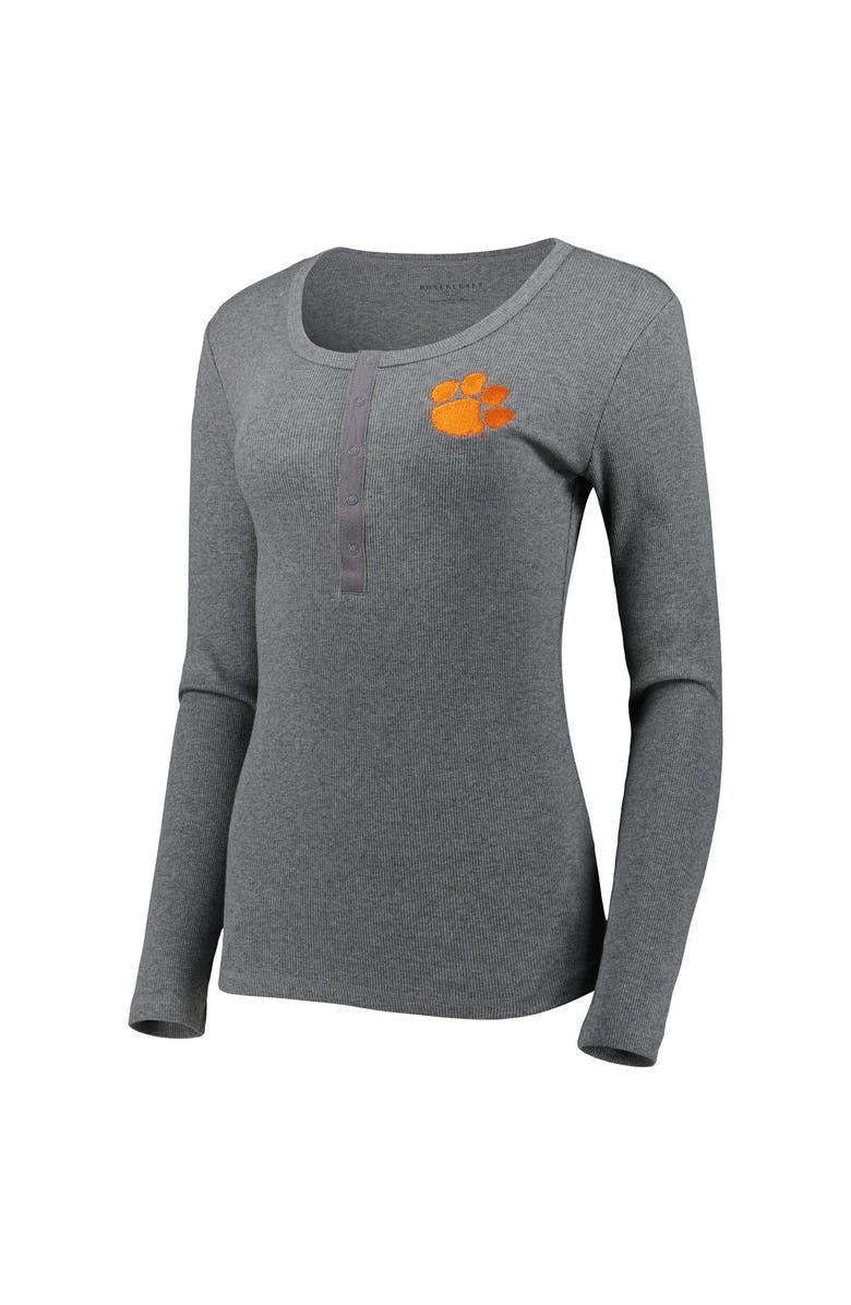 BOXERCRAFT Women's Gray Clemson Tigers Harper Henley Long Sleeve T-Shirt, Alternate, color, 