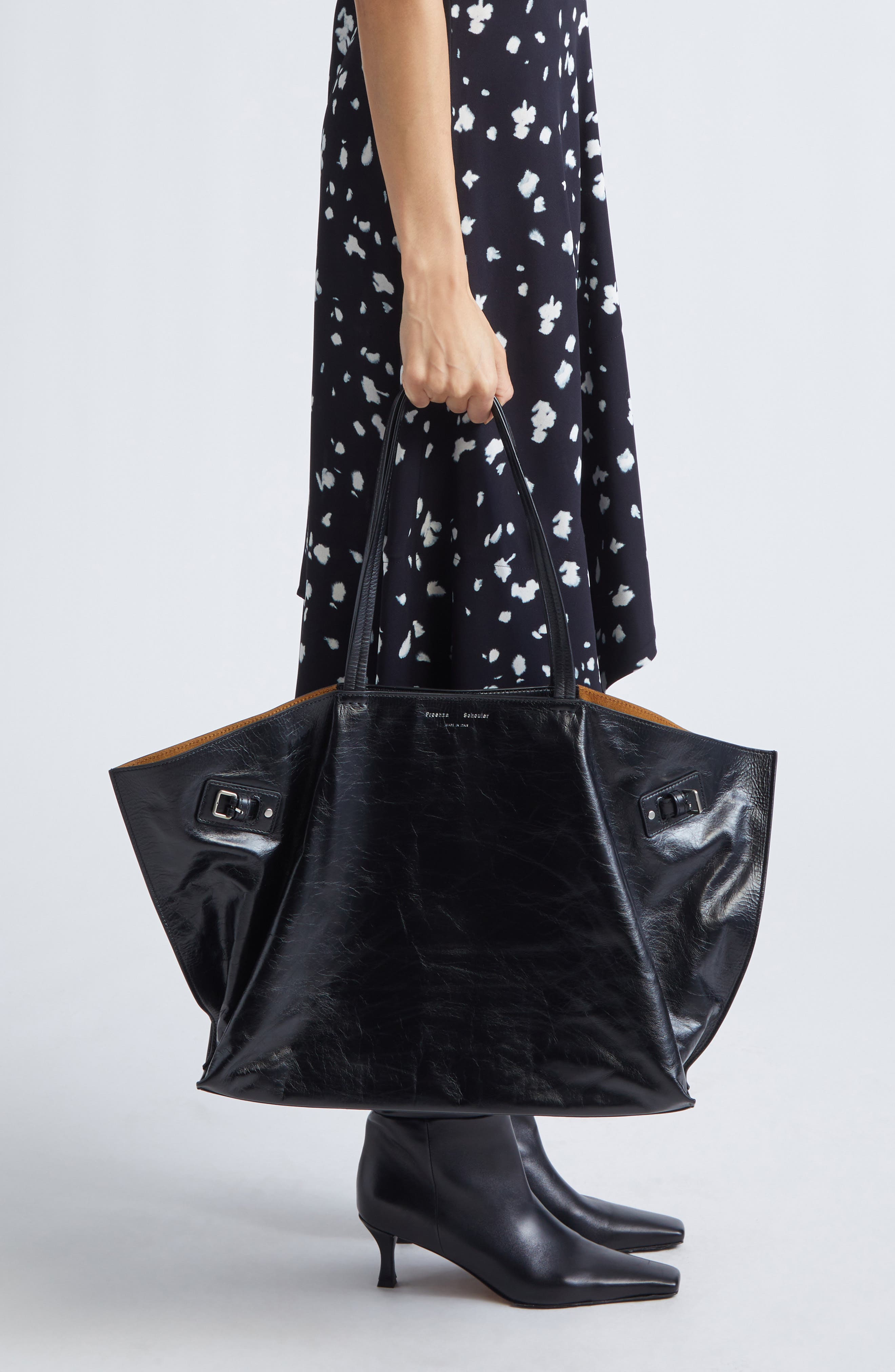 Proenza Schouler Days Leather Tote, Alternate, color, Black
