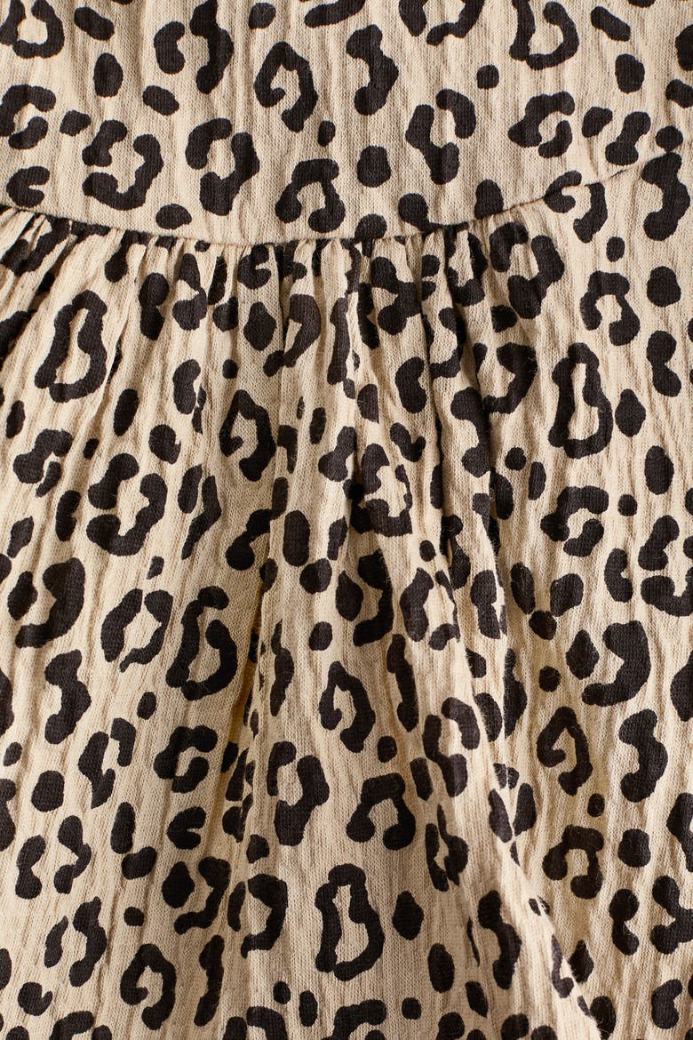 Bow-detail Crinkled Blouse, Alternate, color, Light beige/leopard print