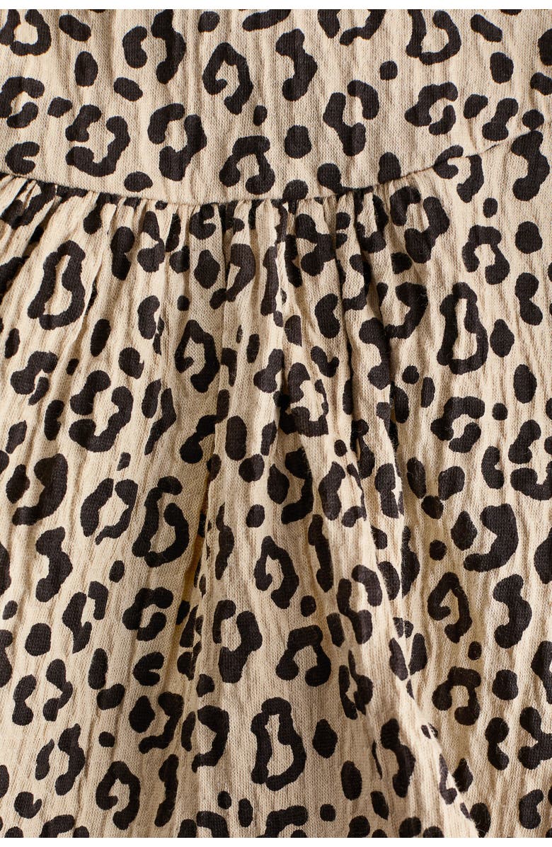 H&M Bow-detail Crinkled Blouse, Alternate, color, Light Beige/Leopard Print