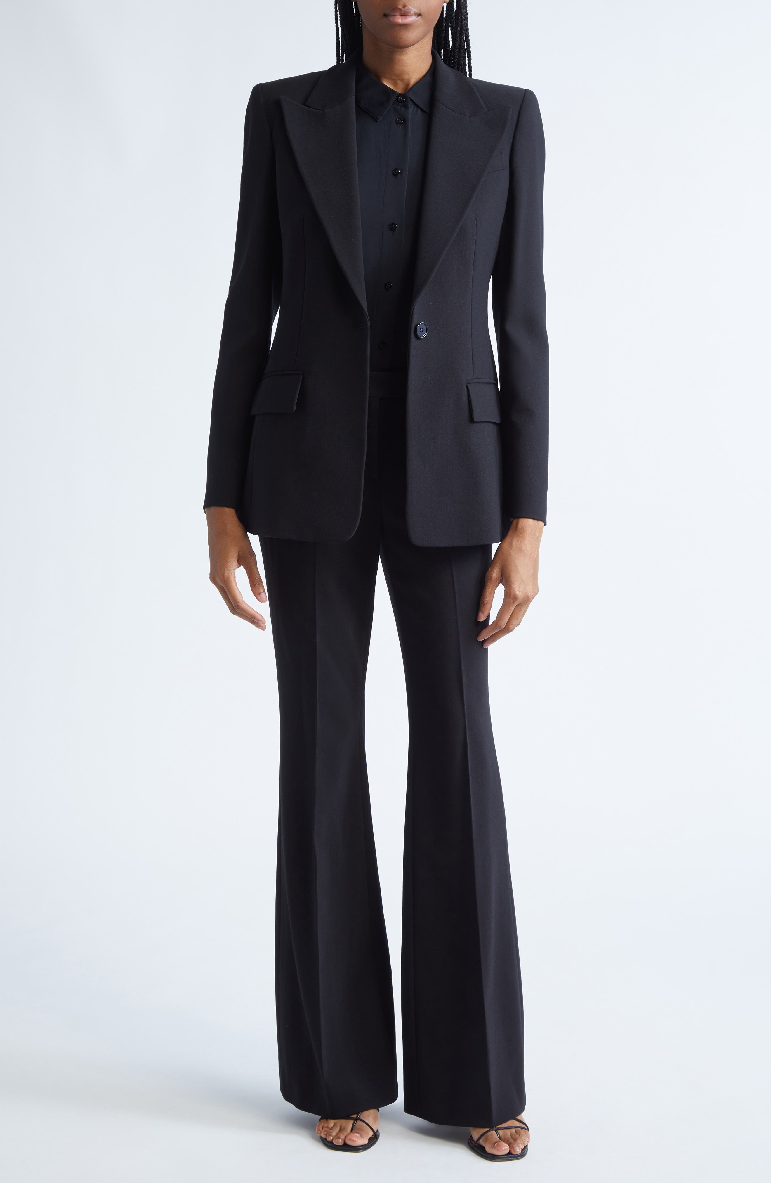 Georgina One-Button Virgin Wool Blend Blazer - image 2