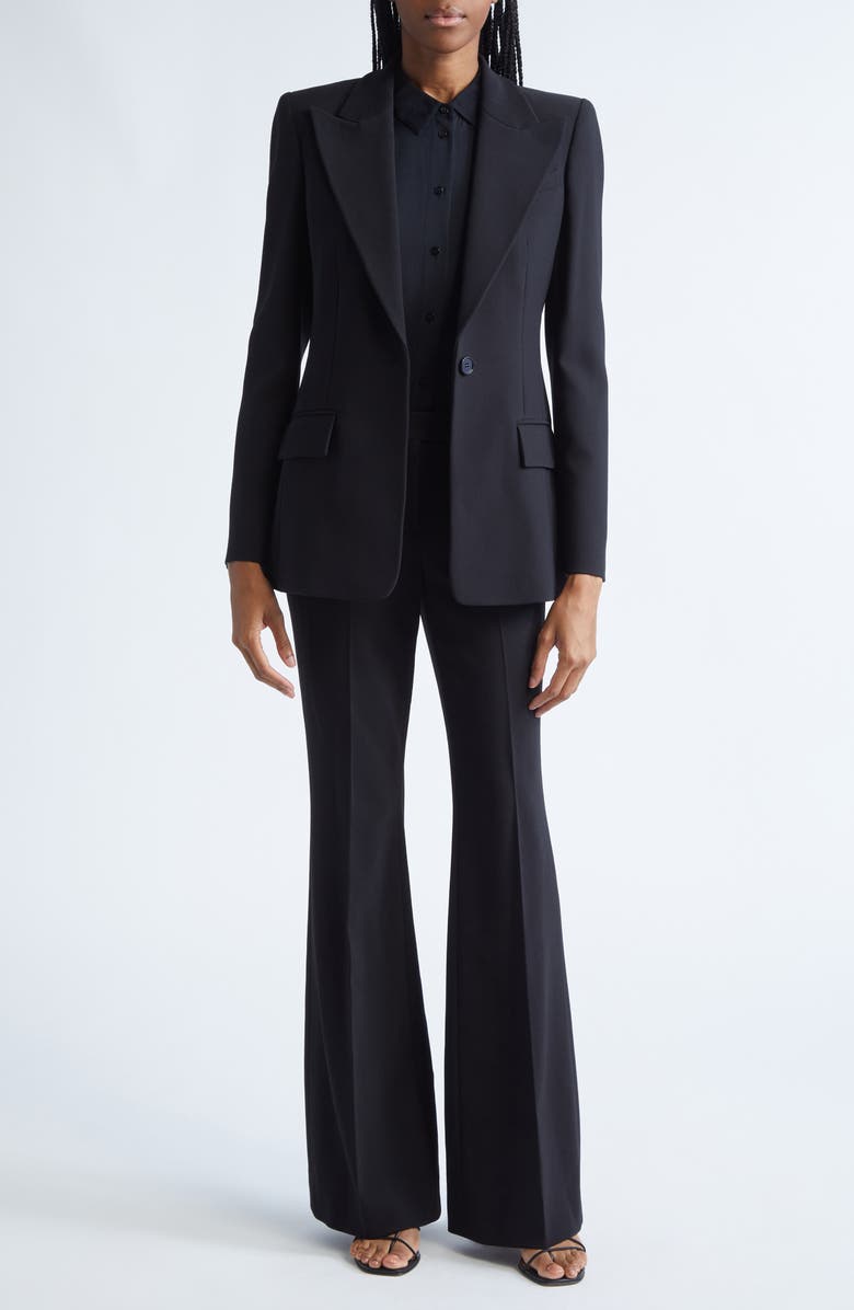 Michael Kors Collection Georgina One-Button Virgin Wool Blend Blazer, Alternate, color, Black