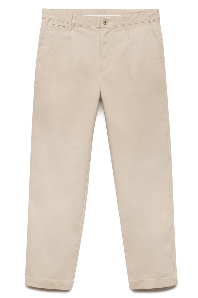 Regular Fit Pleated Stretch Cotton Dress Pants, Main, color, SAND