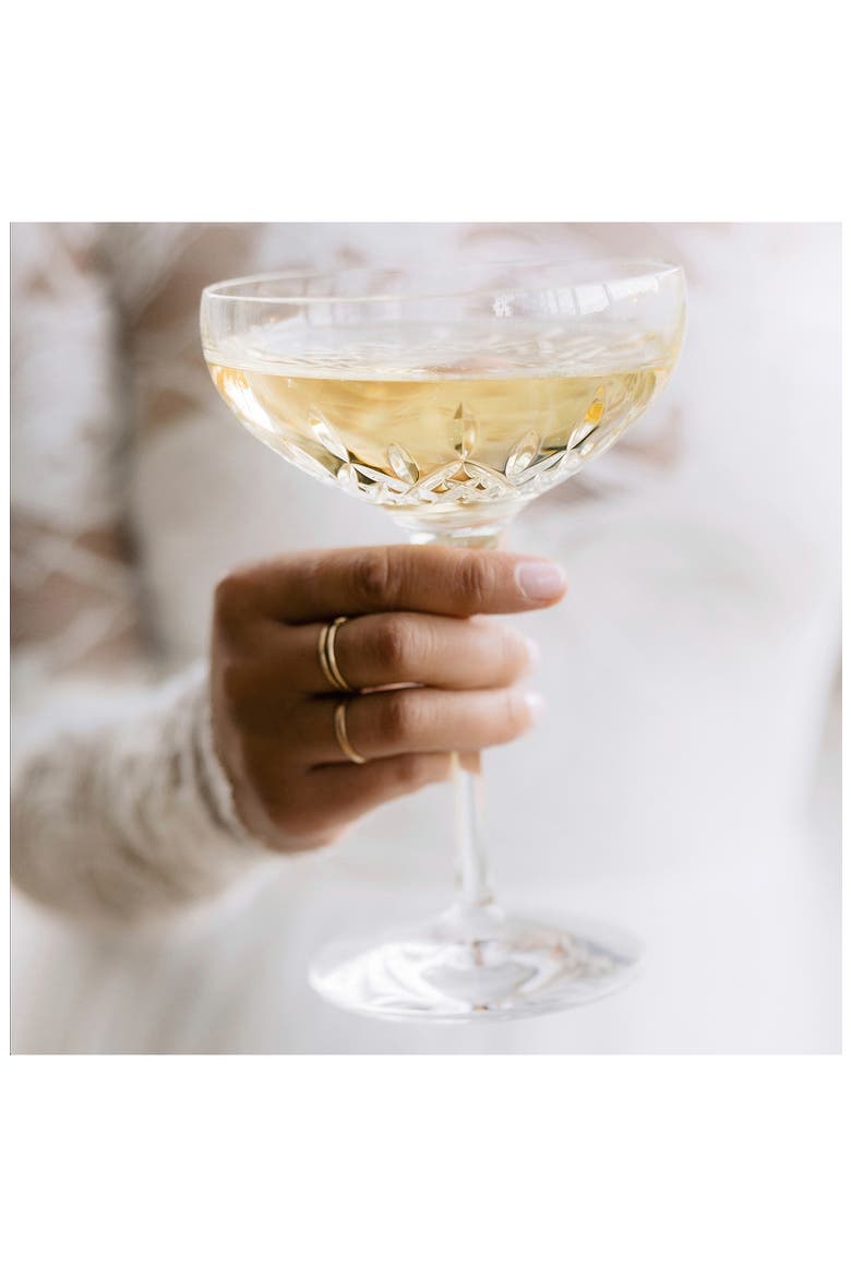 Lismore Essence Set of 2 Lead Crystal Champagne Saucers, Alternate, color, CLEAR