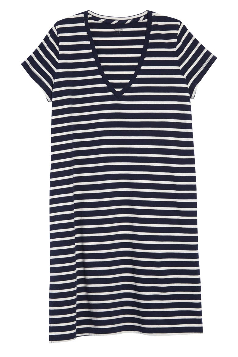 Northside Vintage Stripe V-Neck T-Shirt Dress, Main, color, DEEP NAVY SOCOTRA STRIPE