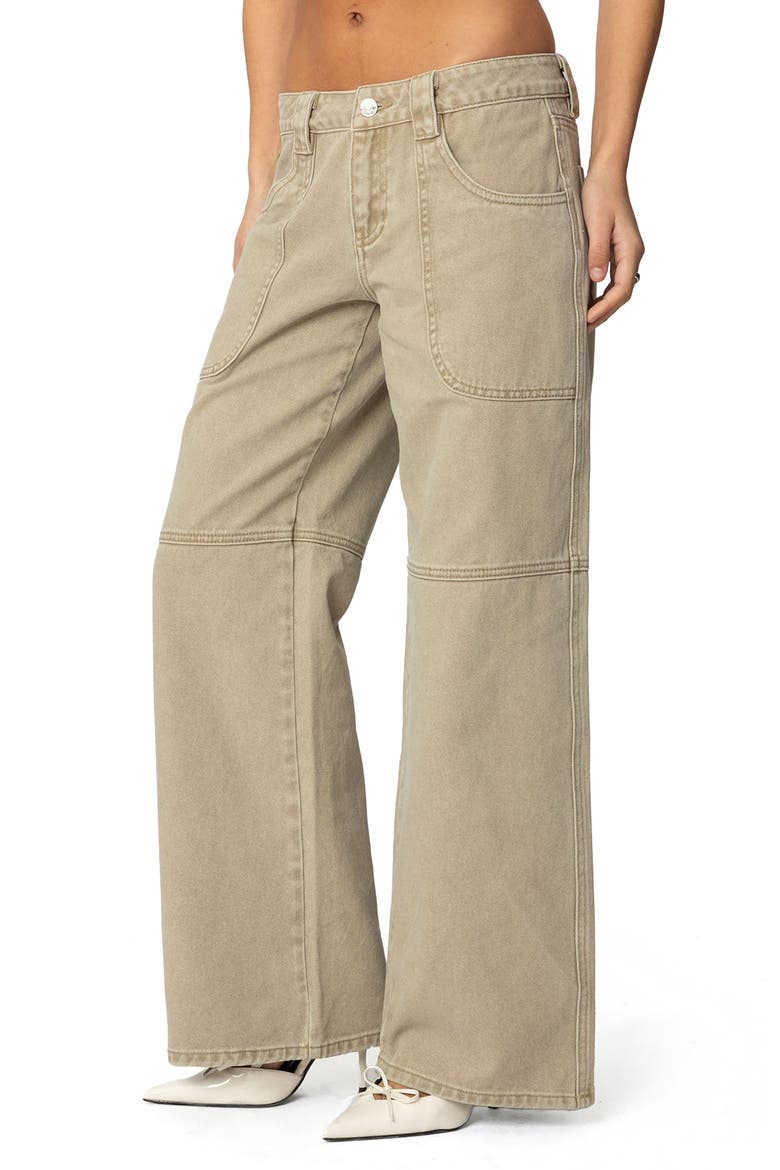 Morgan Low Rise Wide Leg Carpenter Jeans, Alternate, color, LIGHT-BROWN