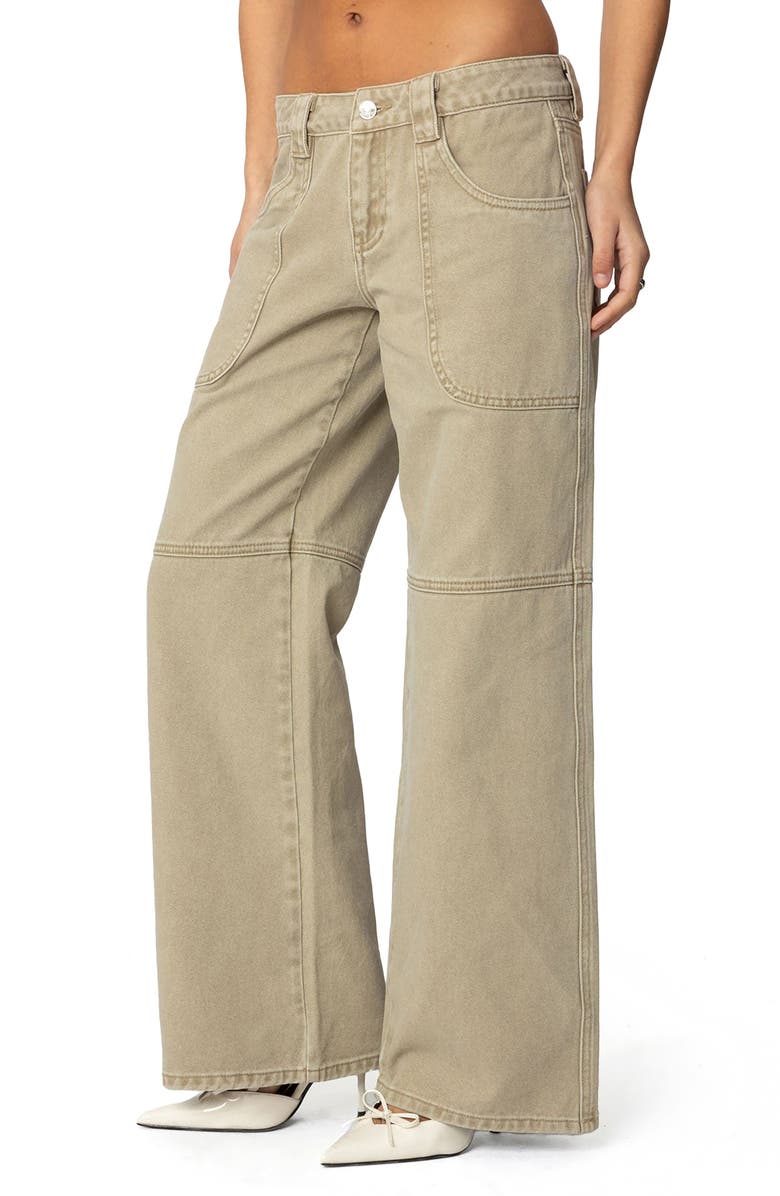 EDIKTED Morgan Low Rise Wide Leg Carpenter Jeans, Alternate, color, Light-Brown