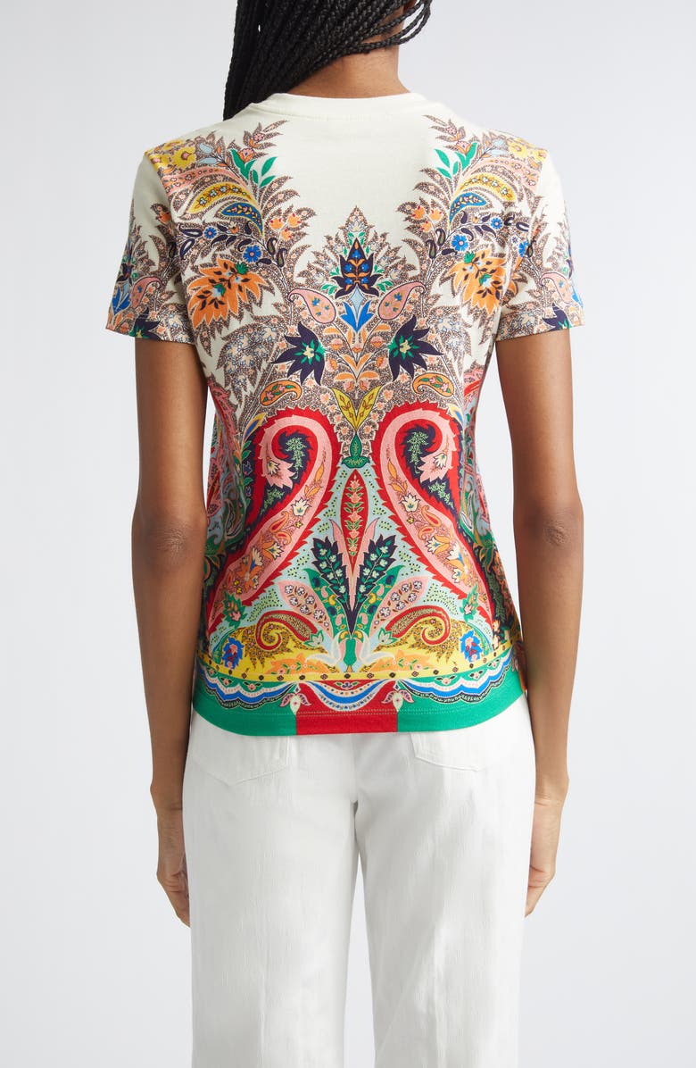 Etro Paisley Print T-Shirt, Alternate, color, Print On White Base
