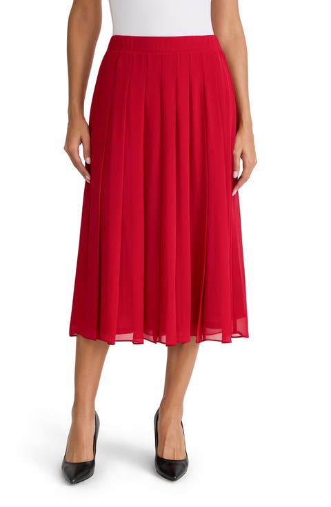 Pleated Front Midi Skirt