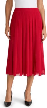 KASPER Pleated Front Midi Skirt