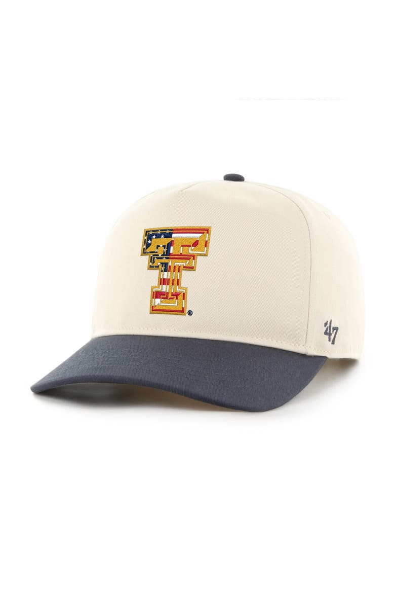 Men's '47 Natural/Navy Texas Tech Red Raiders Americana Flag Hitch Adjustable Hat, Main, color, Natural