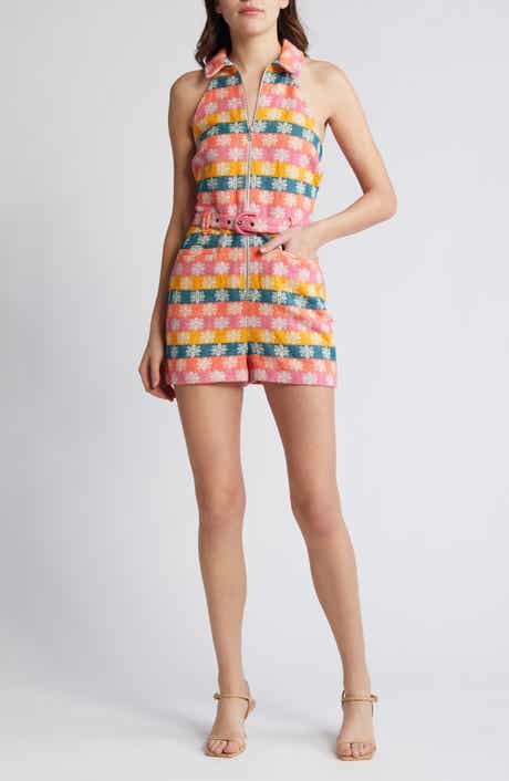Valentine Floral Stripe Cotton Romper
