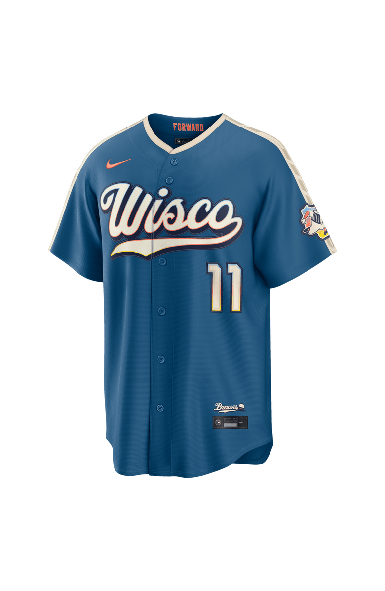 Nike Men's Nike Jackson Chourio Mineral Blue Milwaukee Brewers 2026 City Connect Stadium Jersey, Alternate, color, Mineral Blue