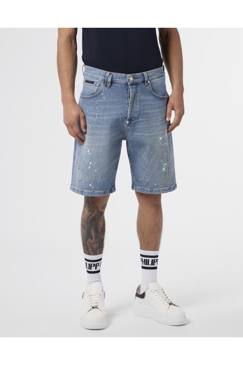 Denim Shorts Paint Men, Main, color, Mykonos