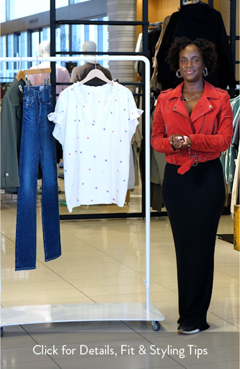 Embroidered Ruffle Accent Cotton Gauze Top, sales video thumbnail