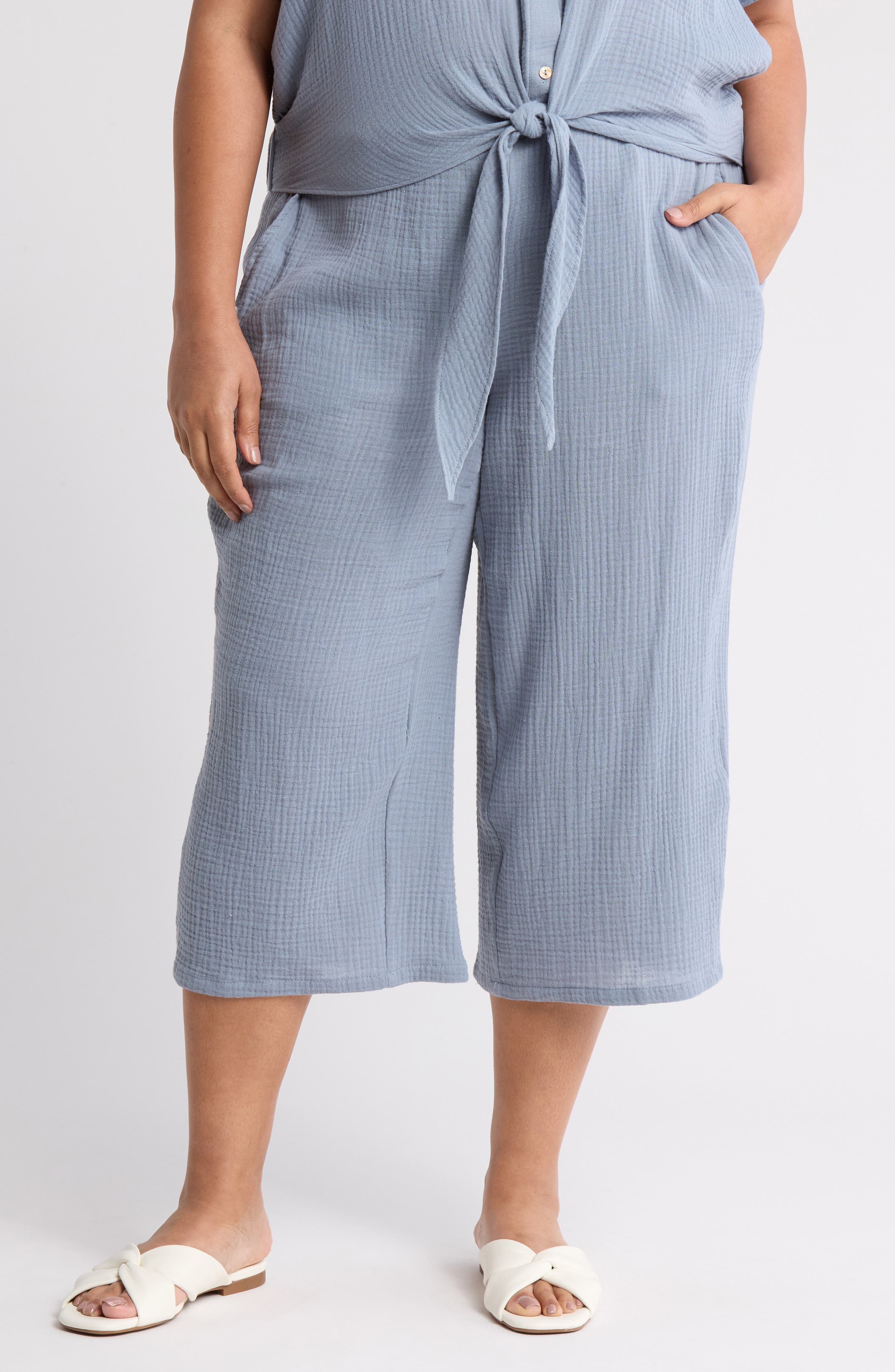 T Tahari Gauze Side Crop Pants
