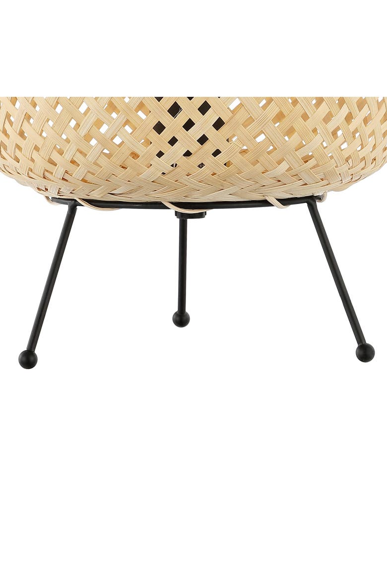 Palma Bohemian Rustic Iron/Rattan LED Mini Table Lamp with Smart Bulb, Alternate, color, Light Brown/Black