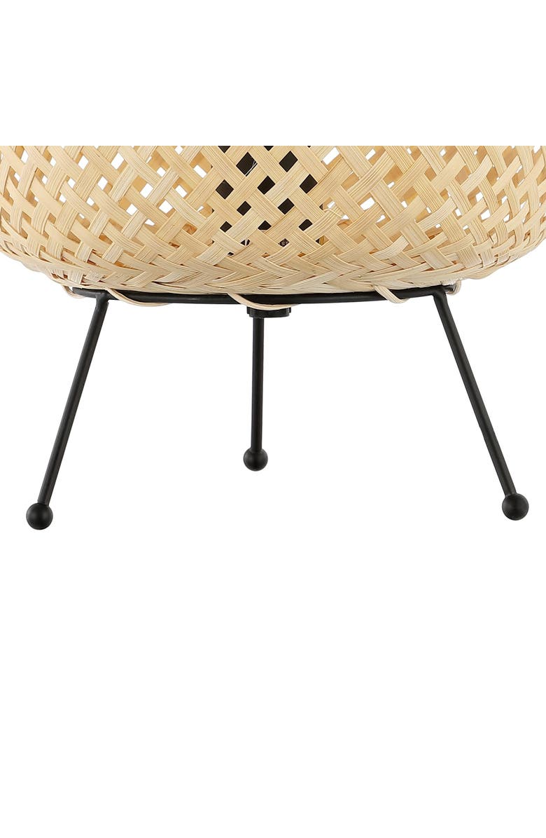JONATHAN Y Palma Bohemian Rustic Iron/Rattan LED Mini Table Lamp with Smart Bulb, Alternate, color, Light Brown/Black