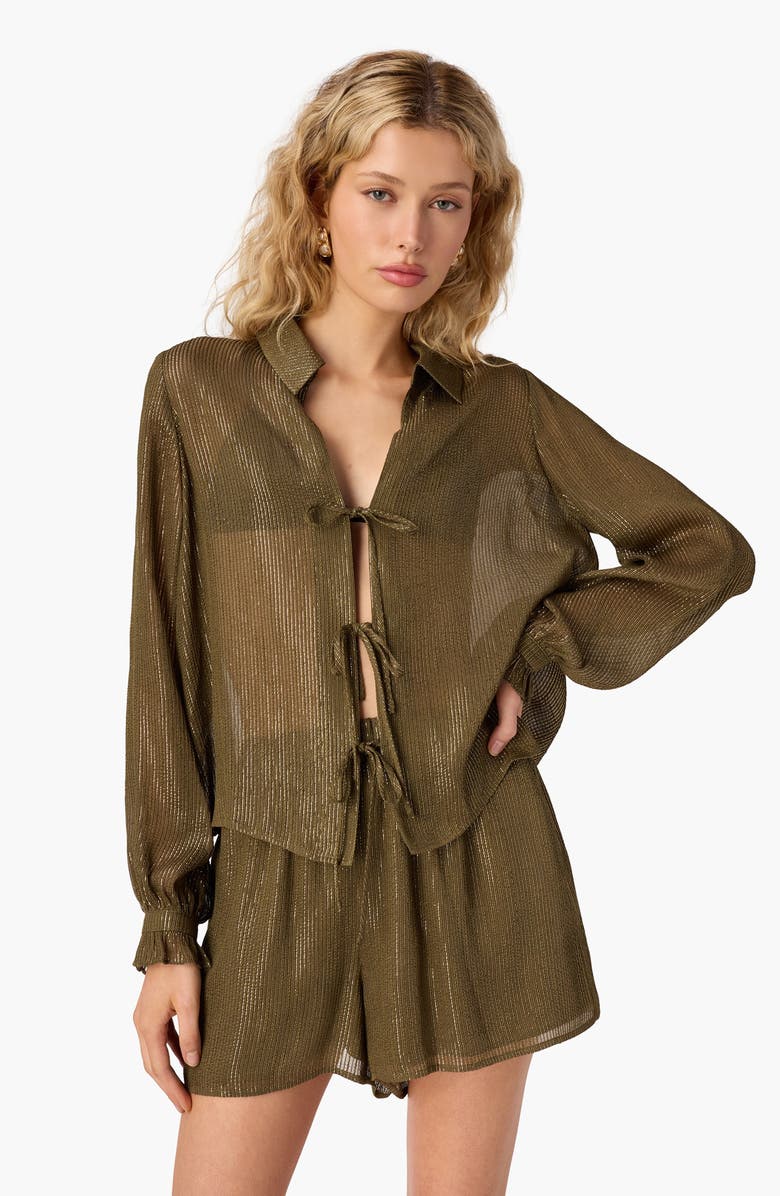 CAMI NYC Riviera Metallic Chiffon Shorts, Alternate, color, Grove