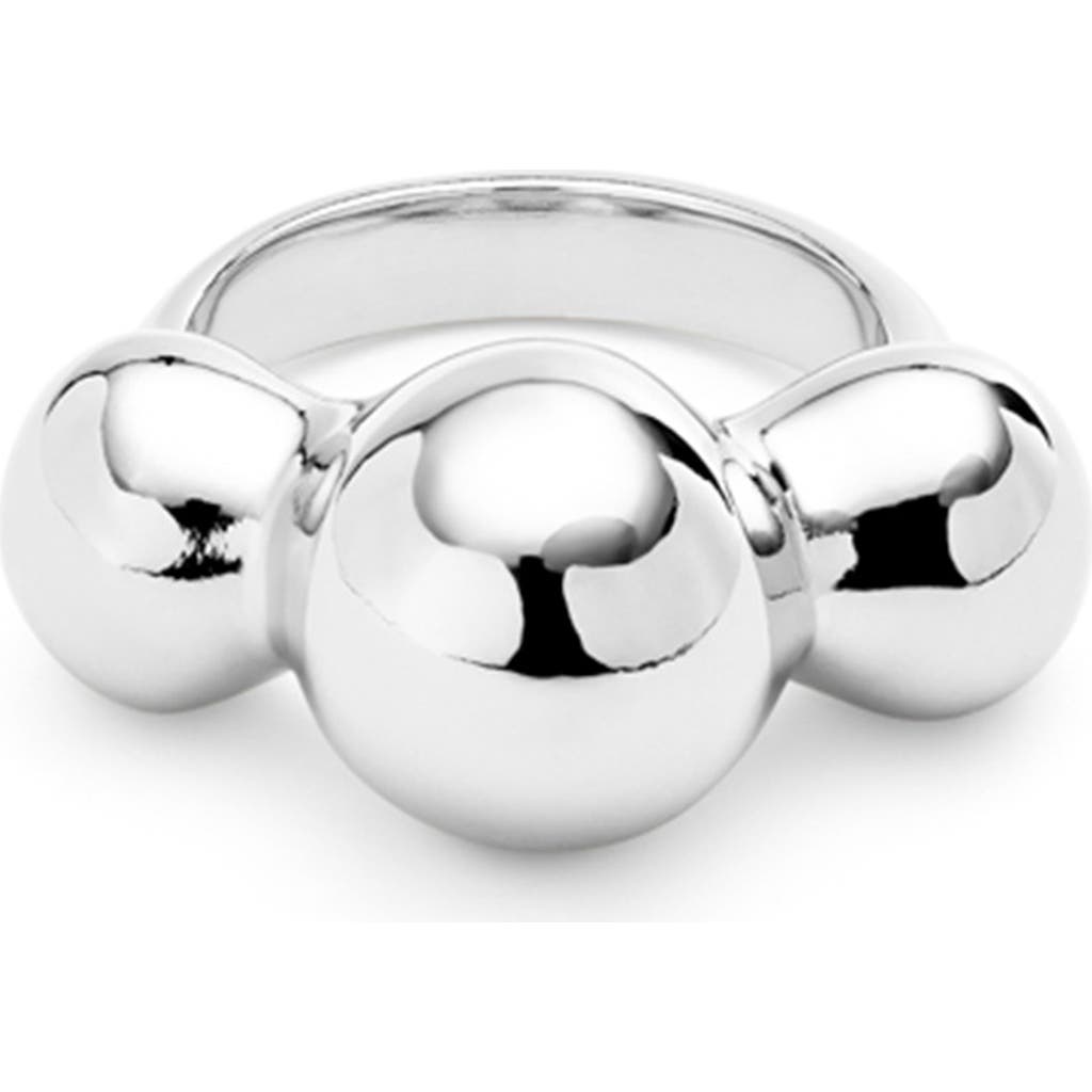 Unode50 Sterling Silver Plated Metal Alloy Ring With Central Three Balls In Metallic