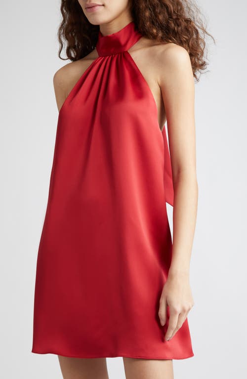 Ramy Brook Sam Halter A-line Satin Minidress In Soiree Red