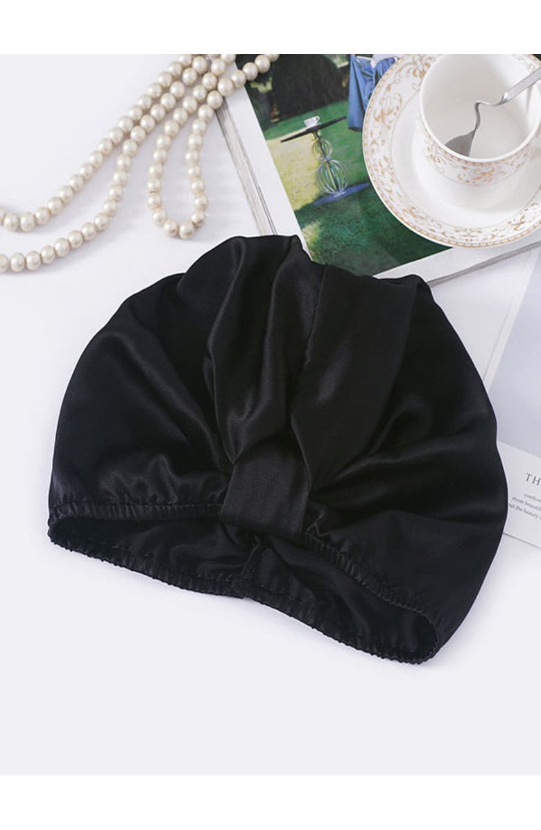 SILKSILKY 100% Mulberry Silk Sleep Bonnet, Alternate, color, Black